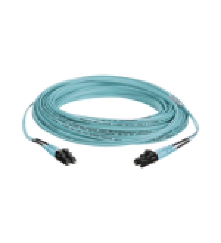 JUMPER DE FIBRA OPTICA MULTIMODO 50/125 OM3, LC-LC DUPLEX, OFNR (RISER), COLOR AQUA, 15 METROS