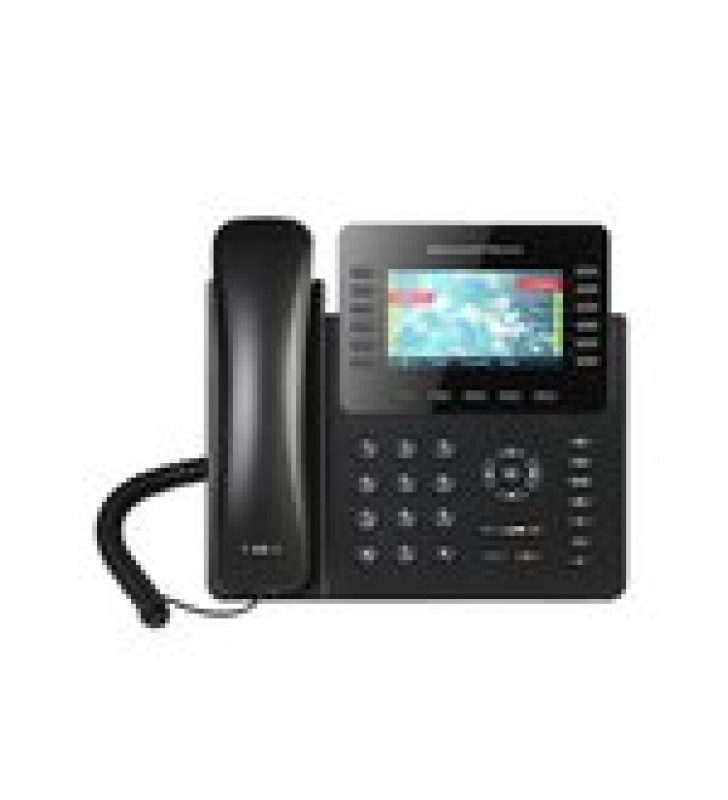 TELEFONO IP EMPRESARIAL DE 12 LINEAS CON 5 TECLAS DE FUNCION Y CONFERENCIA DE 4 VIAS, POE