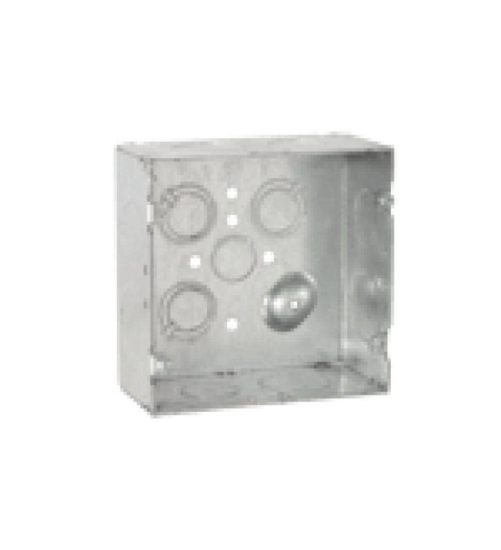 CAJA CUADRADA 4 X 4/ PROFUNDIDAD 2- 1/8/ 4 ENTRADAS 1, 4 ENTRADAS 3/4, 1 ENTRADA 1/2 Y 3 TKO (1/2-3/4).