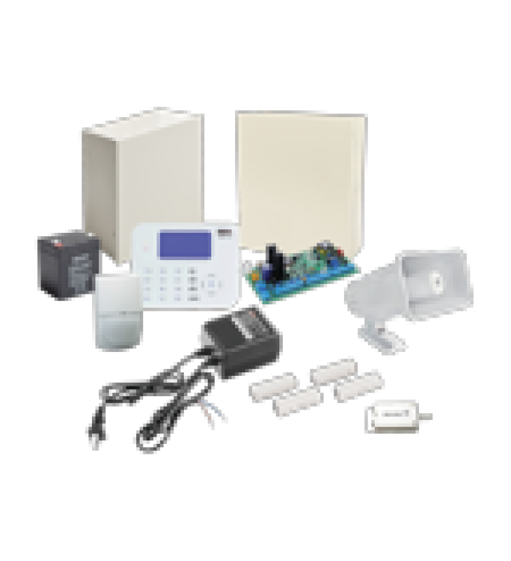 KIT DE ALARMA HUNTER8  TODO INCLUIDO CON TECLADO  LOGO PERSONALIZABLE RXN800. BATERIA, TRANSFORMADOR, SIRENA, TECLADO, 2 CONTACTOS MAGNETICOS Y UN SENSOR DE MOVIMIENTO