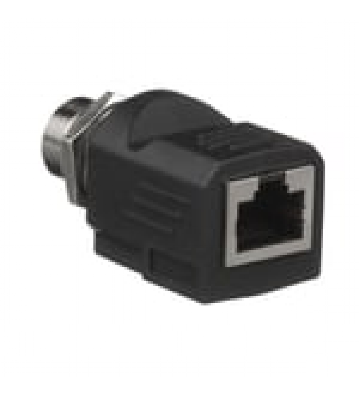 ADAPTADOR INDUSTRIALNET? DE M12 D-CODE A RJ45, PARA USO EN REDES INDUSTRIALES, PROTECCION IP20 EN RJ45 E IP68 EN M12, COLOR NEGRO