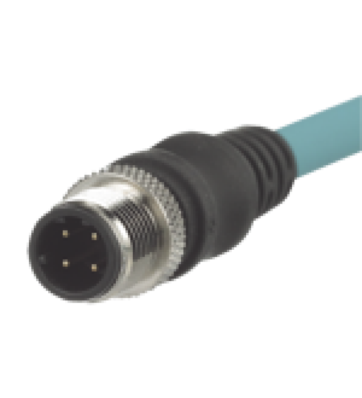 CABLE DE CONEXION INDUSTRIALNET CAT5E, CON CONECTOR RECTO M12 D-CODE MACHO EN AMBOS EXTREMOS, BLINDADO S/FTP, FORRO TPO, COLOR AZUL CERCETA, 1 METRO