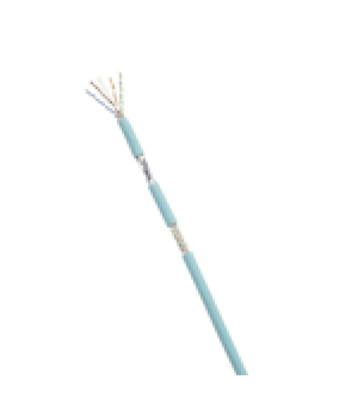 BOBINA DE CABLE BLINDADO SF/UTP CATEGORIA 6A, USO INDUSTRIAL CON RESISTENCIA AL ACEITE Y RAYOS UV, MULTIFILAR 24/7 (FLEXIBLE), COLOR AZUL CERCETA, BOBINA DE 305M