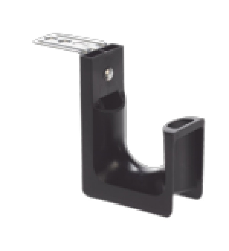 SUJETADOR TIPO J (J-HOOK), CON SOPORTE PARA MONTAJE EN TECHO, PARA 46 CABLES CAT6, NYLON 6.6, COLOR NEGRO, 1 PIEZA