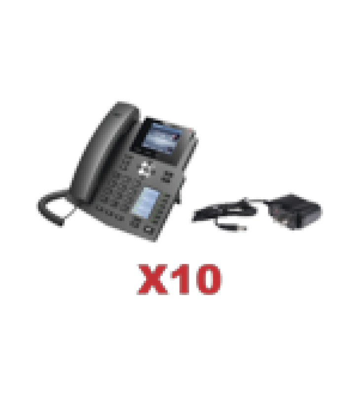 KIT DE 10 TELEFONOS EMPRESARIALES CON PANTALLA A COLOR, BOTONERA DE HASTA 40 CONTACTOS, INCLUYEN FUENTE DE ALIMENTACION Y SON POE