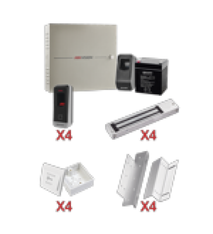 KIT DE CONTROL DE ACCESO CON HUELLA + TARJETA PARA 4 PUERTAS / TODO INCLUIDO / SOFTWARE IVMS4200 INCLUIDO