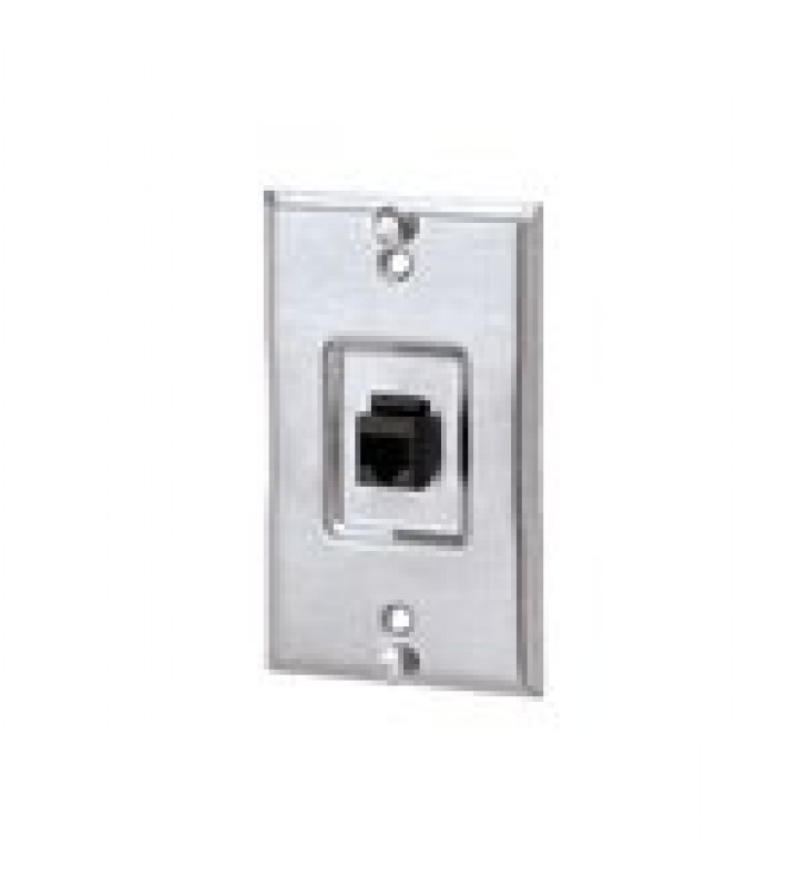 PLACA DE PARED TELEFONICA, CATEGORIA 3, SALIDA PARA 1 PUERTO - ACERO INOXIDABLE