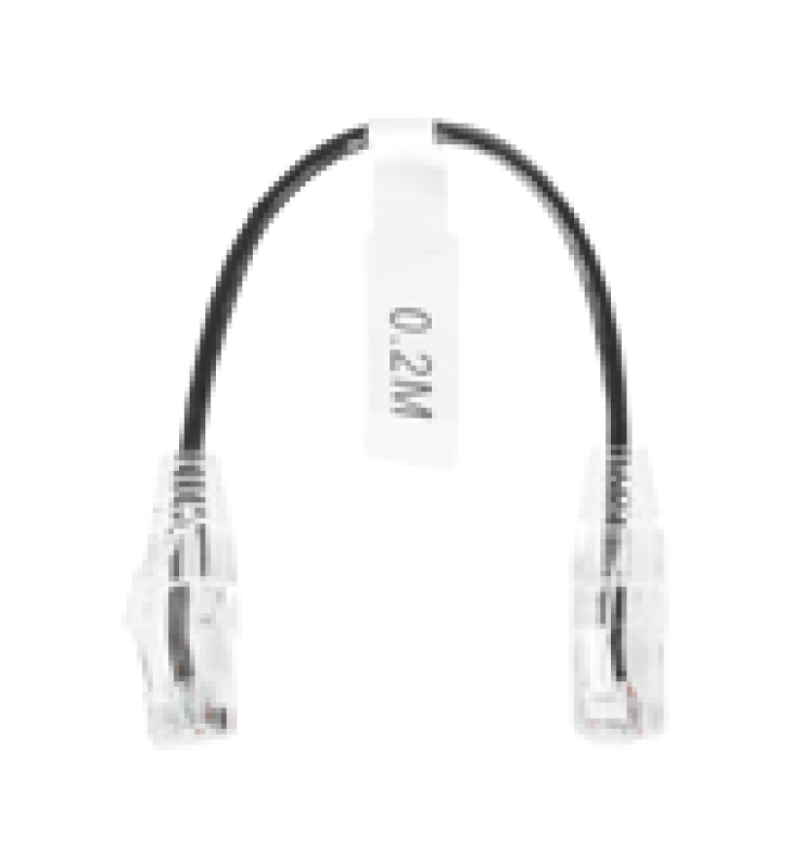 CABLE DE PARCHEO SLIM UTP CAT6 - 20 CM NEGRO DIAMETRO REDUCIDO (28 AWG)