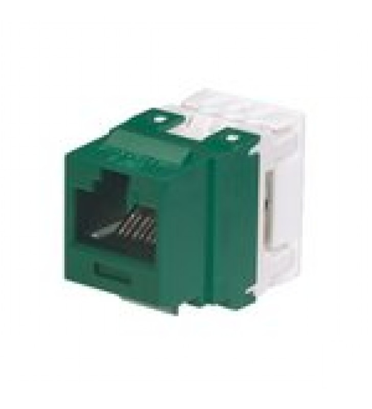 CONECTOR JACK ESTILO 110 (DE IMPACTO), TIPO KEYSTONE, CATEGORIA 6, DE 8 POSICIONES Y 8 CABLES, COLOR VERDE
