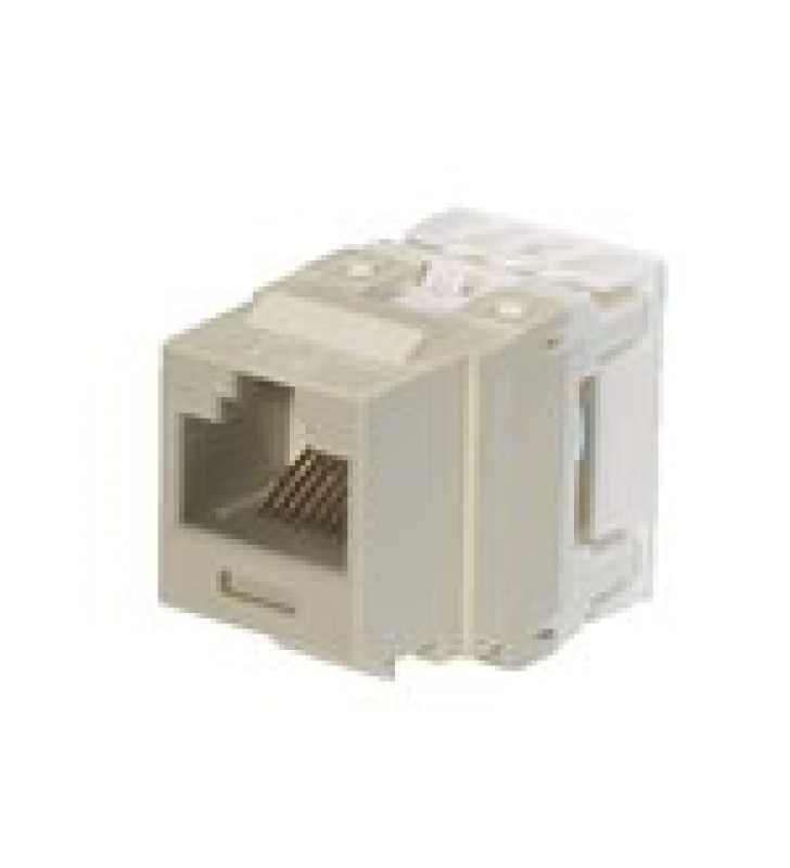 CONECTOR JACK ESTILO 110 (DE IMPACTO), TIPO KEYSTONE, CATEGORIA 6, DE 8 POSICIONES Y 8 CABLES, COLOR BLANCO MATE