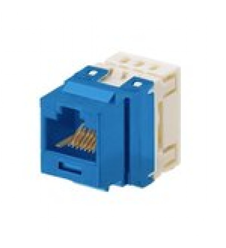CONECTOR JACK ESTILO 110 (DE IMPACTO), TIPO KEYSTONE, CATEGORIA 5E, DE 8 POSICIONES Y 8 CABLES, COLOR AZUL