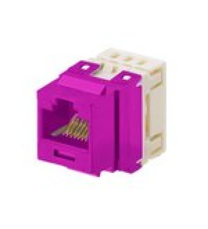 CONECTOR JACK ESTILO 110 (DE IMPACTO), TIPO KEYSTONE, CATEGORIA 6, DE 8 POSICIONES Y 8 CABLES, COLOR VIOLETA
