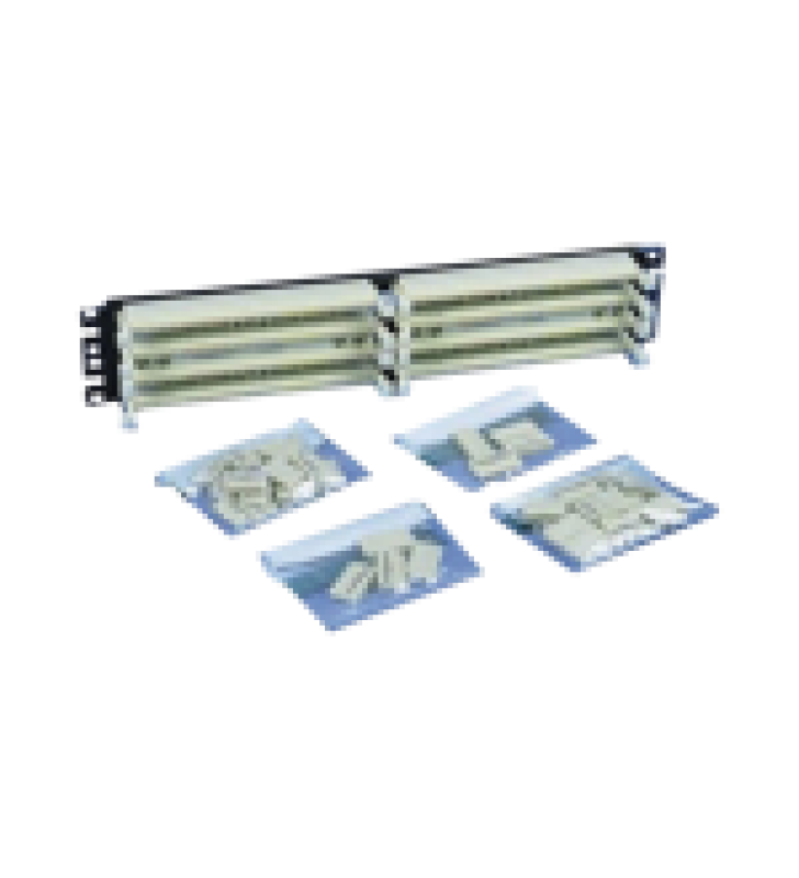 KIT PANEL DE CONEXION CON 2 BASES DE 100 PARES, CATEGORIA 5E, INCLUYE 40 BLOQUES DE CONEXION DE 5 PARES Y ETIQUETAS, 19IN, 2 UR