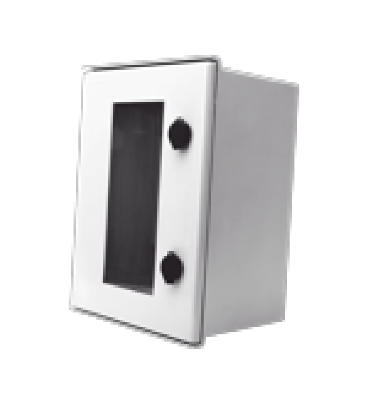 GABINETE DE POLIESTER IP65 PUERTA TRANSPARENTE, USO EN INTEMPERIE (300 X 400 X 200 MM) CON PLACA TRASERA INTERIOR DE PLASTICO (INCLUYE CHAPA Y LLAVE).