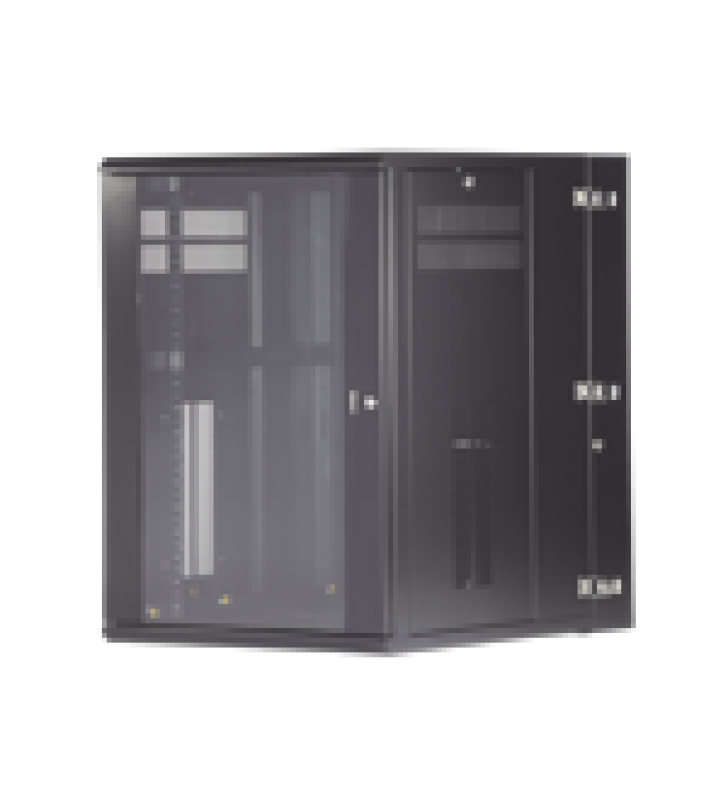GABINETE PANZONE DE MONTAJE EN PARED, DE 19IN, PUERTA CON VENTANA DE SEGURIDAD, 18 UR, 762MM DE PROFUNDIDAD, COLOR NEGRO