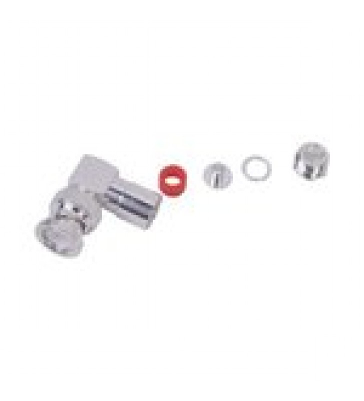 CONECTOR BNC MACHO EN ANGULO RECTO DE ROSCA PARA LMR-195, RG-58/U, RG-142/U, PLATA/ORO/TEFLON.