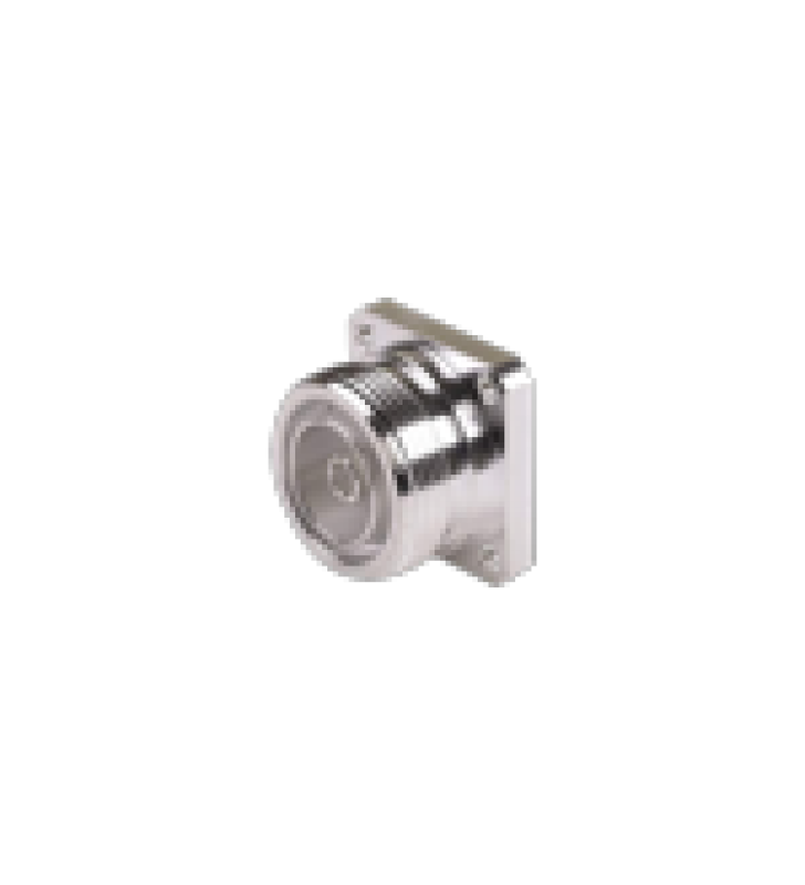 CONECTOR DIN 7-16 HEMBRA, TIPO FLANGE DE 4 HOYOS PARA PANEL Y COPA SOLDABLE.