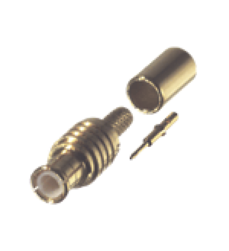 CONECTOR MCX MACHO EN LINEA, DE ANILLO PLEGABLE EN CABLE RG-174/U, ORO/ ORO/ TEFLON.