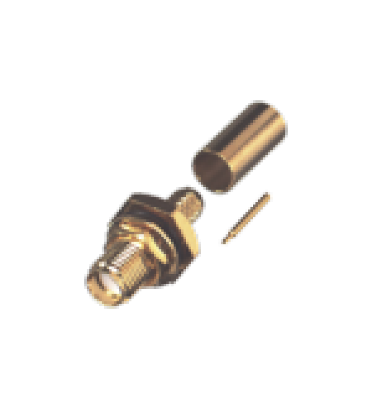 CONECTOR SMA HEMBRA INVERSO DE CHASIS EN D PLANO, ANILLO PLEGABLE PARA CABLE RG-142/U, ORO/ ORO/ TEFLON.
