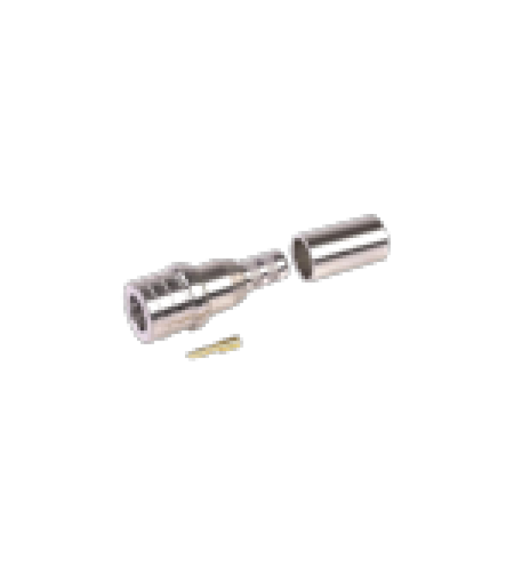 CONECTOR QMA (QUICK MATE) MACHO, ANILLO PLEGABLE EN RG-58/U, LMR-195, BRONCE BLANCO/ORO/TEFLON.