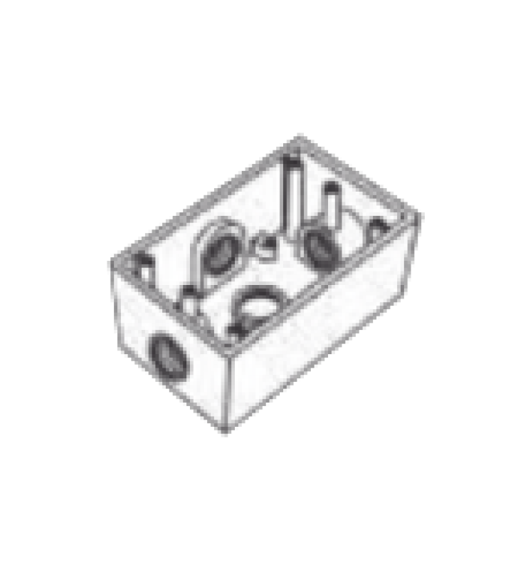 CAJA RECTANGULAR DE 3/4 (19.05 MM ) CON CUATRO BOCAS A PRUEBA DE INTEMPERIE.