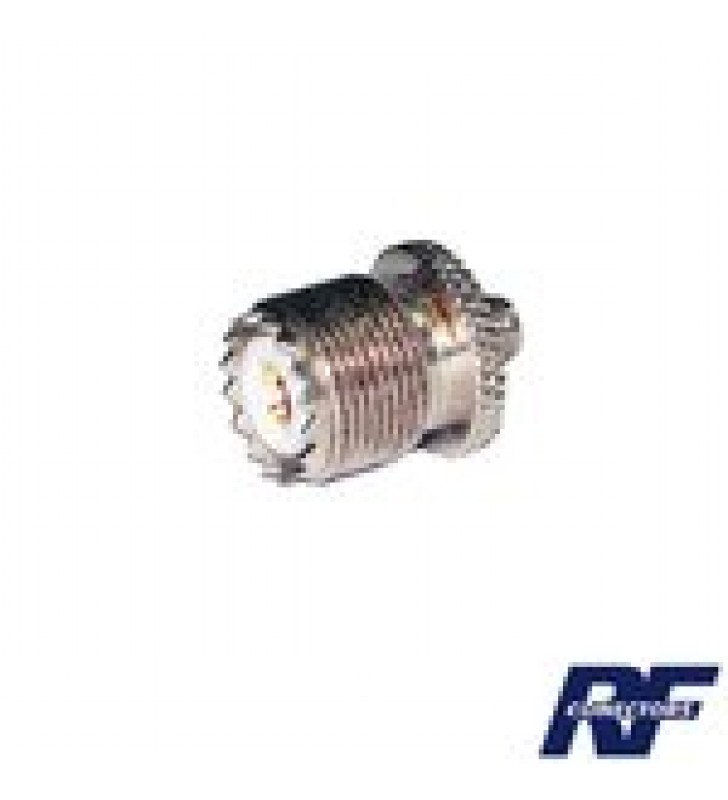 ADAPTADOR EN LINEA DE CONECTOR SMA HEMBRA A UHF HEMBRA (SO-239), NIQUEL/ ORO/ TEFLON. ADAPTADOR EN LINEA DE CONECTOR SMA HEMBRA A UHF HEMBRA (SO-239), NIQUEL/ ORO/ TEFLON.