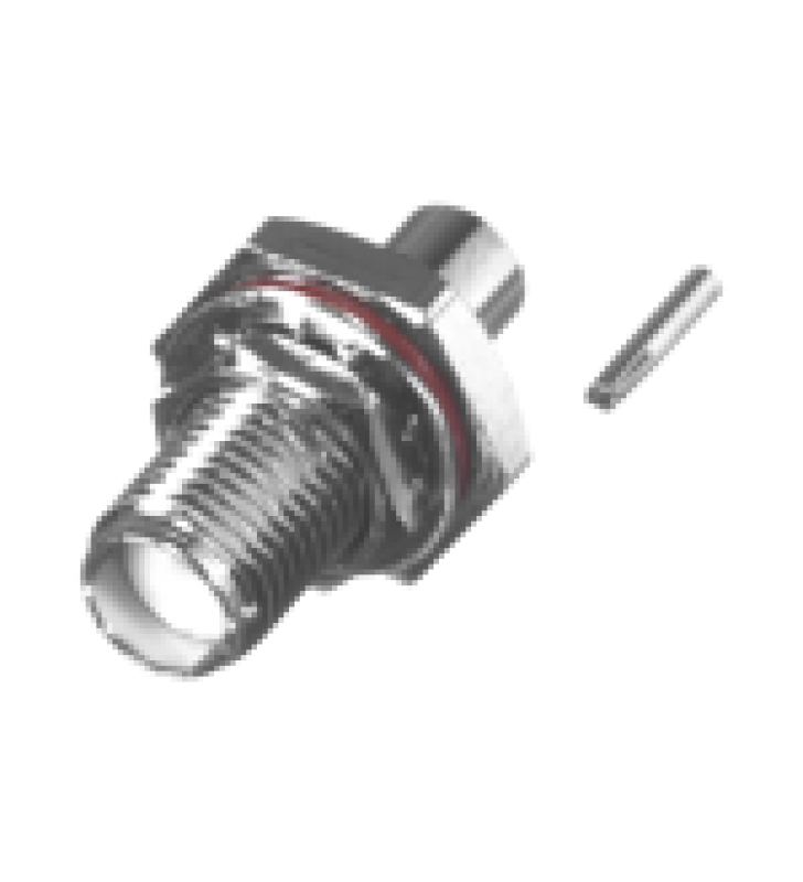 CONECTOR SMA HEMBRA, HERMETICO, PARA MONTAJE DE PANEL TRASERO, EN CABLE SEMI-RIGIDO DE 0.047 DE DIAMETRO, GRUPO SR0, ORO/ ORO/ TEFLON.