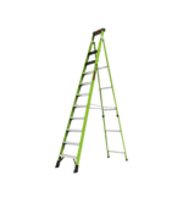 ESCALERA DE 3.65 M CAPACIDAD MAXIMA DE 170 KG, INCLINADA, DE FIBRA DE VIDRIO CON ALMOHADILLA DE PARED GIRATORIA.