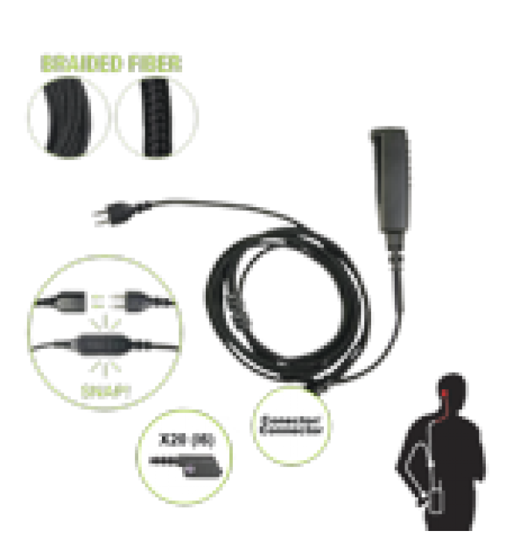 CABLE PARA MICROFONO AUDIFONO SNAP INTERCAMBIABLE CON CONECTOR PARA RADIOS ICOM IC-F3216/4261DS/DT, IC-F52D/62D, IC-F3400/4400DS/DT