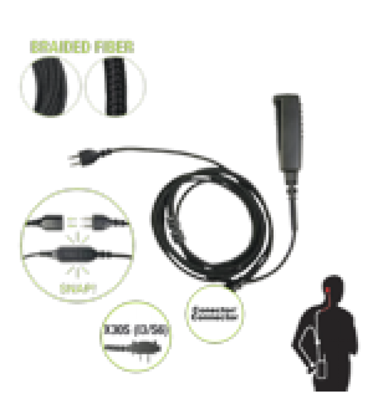 CABLE PARA MICROFONO AUDIFONO SNAP INTERCAMBIABLE CON CONECTOR PARA RADIOS ICOM CON CONECTOR DE 2 PINES.