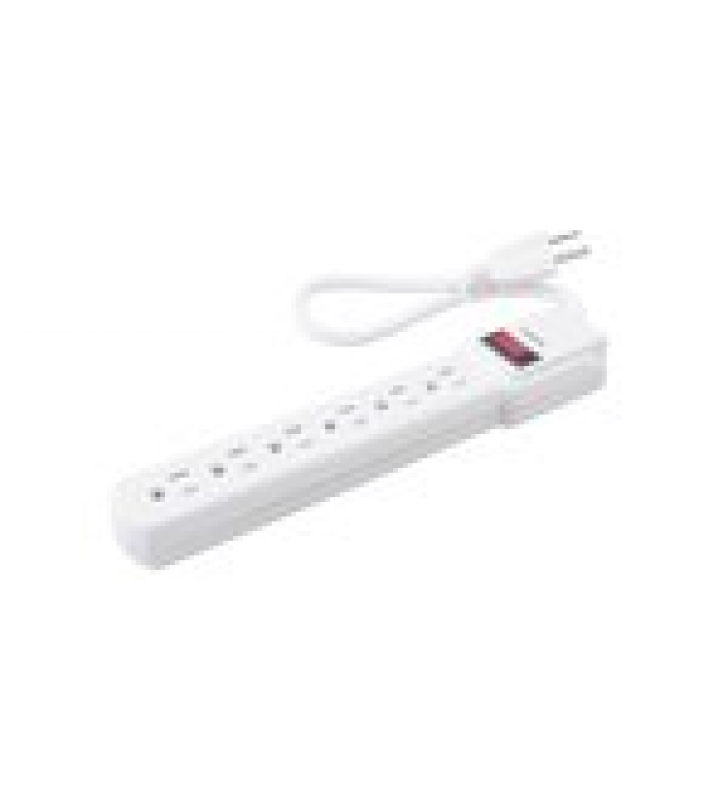 MULTICONTACTO CON CABLE 30 CM. 6 TOMAS 127 VCA LINEA, TIERRA, NEUTRO 15 A MAX.