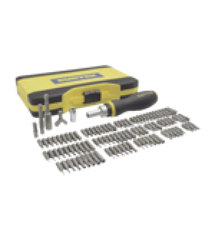 JUEGO DE 101 PUNTAS INTERCAMBIABLES CON ACCESORIOS EN JUEGO, INCLUYE DESTORNILLADOR TIPO MATRACA.