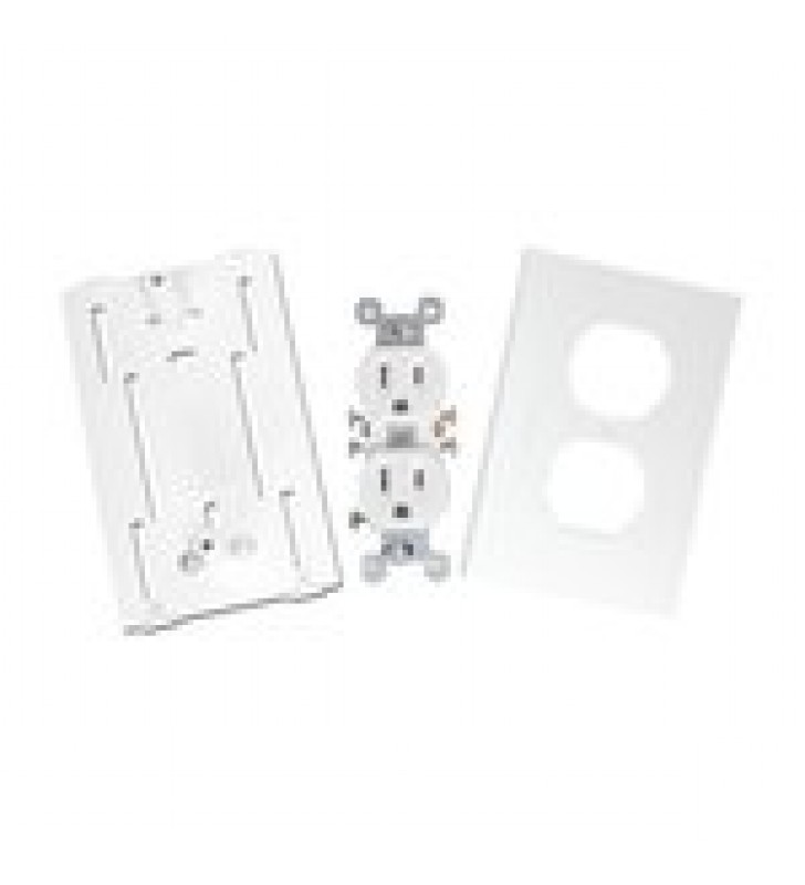 CONTACTO ELECTRICO DOBLE, SOPORTE Y TAPA COLOR BLANCO DE PVC AUTO EXTINGUIBLE,  PARA CANALETA TEK100 (5591-10200)