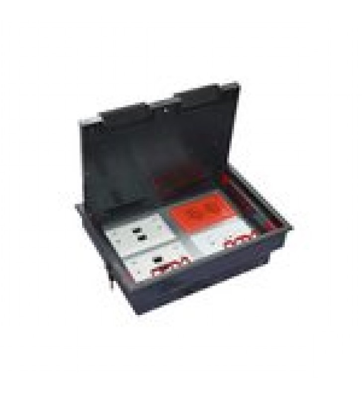 CAJA DE PISO PARA CUATRO MODULOS UNIVERSALES (SOCKET M4), PARA ALIMENTACION ELECTRICA Y REDES DE DATOS (11000-43401) NO INCLUYE FACEPLATES