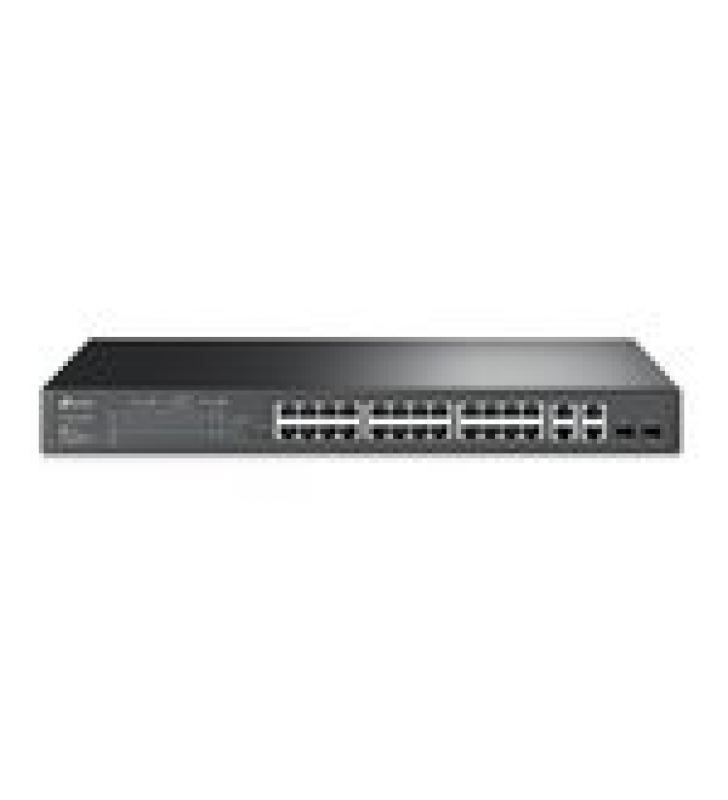 SWITCH POE+ JETSTREAM SDN ADMINISTRABLE 24 PUERTOS 10/100 MBPS + 2 PUERTOS 10/100/1000 MBPS (UPLINK) + 2 PUERTOS SFP (COMBO 2 RJ45 10/100/1000 MBPS), 250W, ADMINISTRACION CENTRALIZADA OMADA SDN