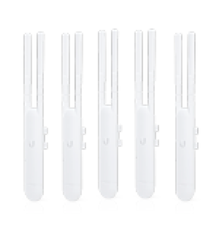 PAQUETE DE 5 ACCESS POINT UNIFI DOBLE BANDA PARA EXTERIOR, ANTENAS DESMONTABLES 360? , 802.11AC MIMO 2X2, HASTA 100 USUARIOS POR EQUIPO. 802.3AF, SIN POES