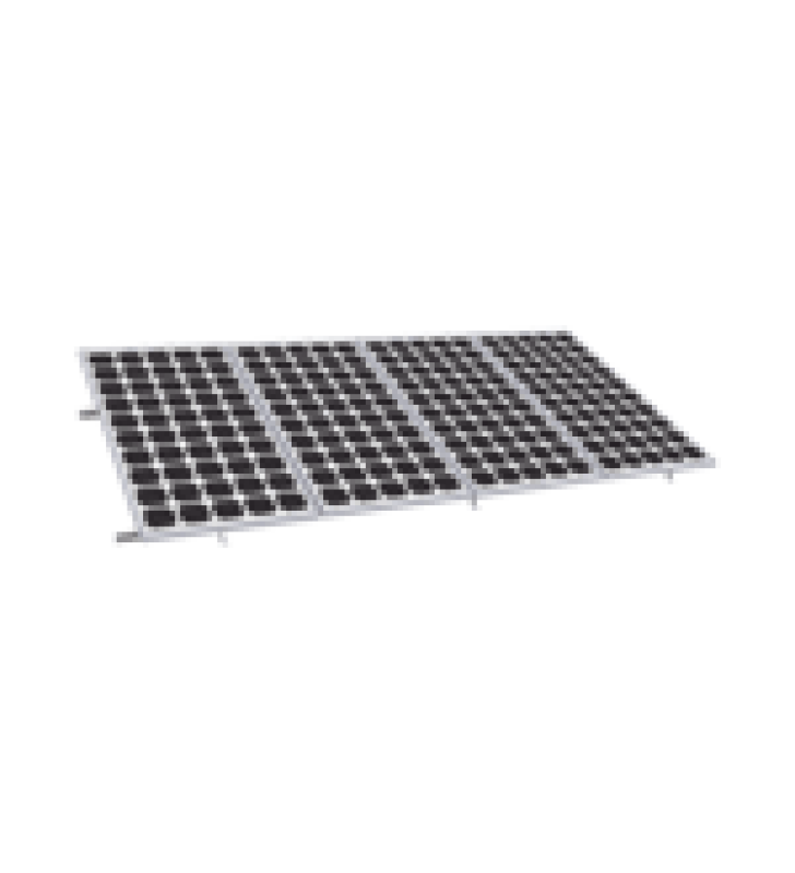 MONTAJE PARA PANEL SOLAR DE ALUMINIO  ANODIZADO PARA TECHO O PISO DE CONCRETO DE RAPIDA INSTALACION LINEA STARTER,  ARREGLO 1X4 MODULOS FOTOVOLTAICOS