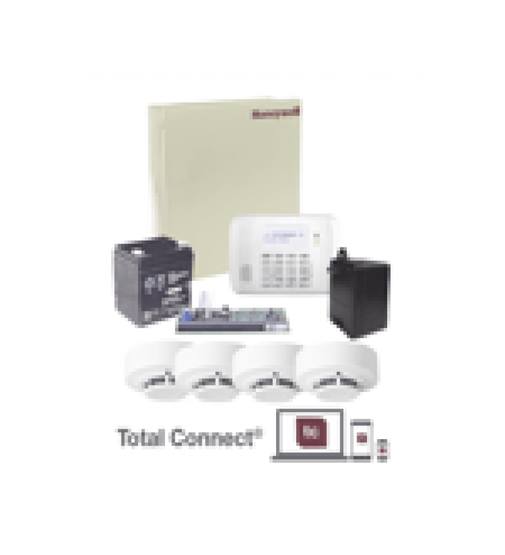 KIT DE PANEL DE ALARMA VISTA48LA CON GABINETE, BATERIA Y TRANSFORMADOR / 4 SENSORES DE HUMO