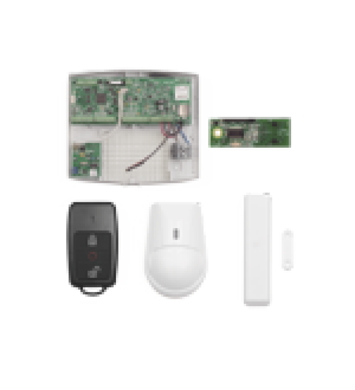 KIT  ALARMA HIBRIDO , PIR, CONTACTO MAGNETICO INALAMBRICOS Y ADAPTADOR ETHERNET