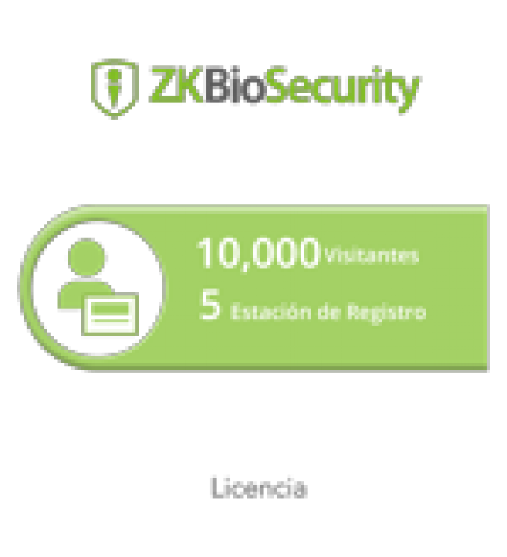 LICENCIA PARA ZKBIOSECURITY PERMITE LA GESTION DE 10 MIL VISITANTES Y 5 ESTACIONES DE REGISTRO